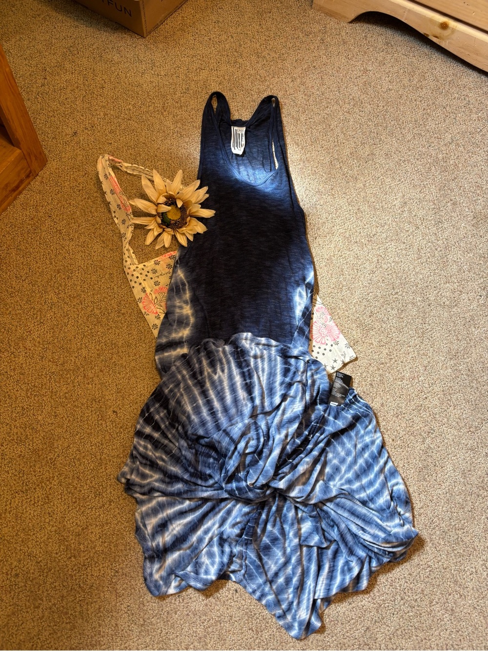 Free People Navy Blue Ribbed Tank Maxi Dress
